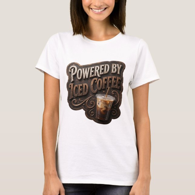T-shirt Conception de texte Or Affûté PROPULSÉ PAR CAFÉ GL (Devant)