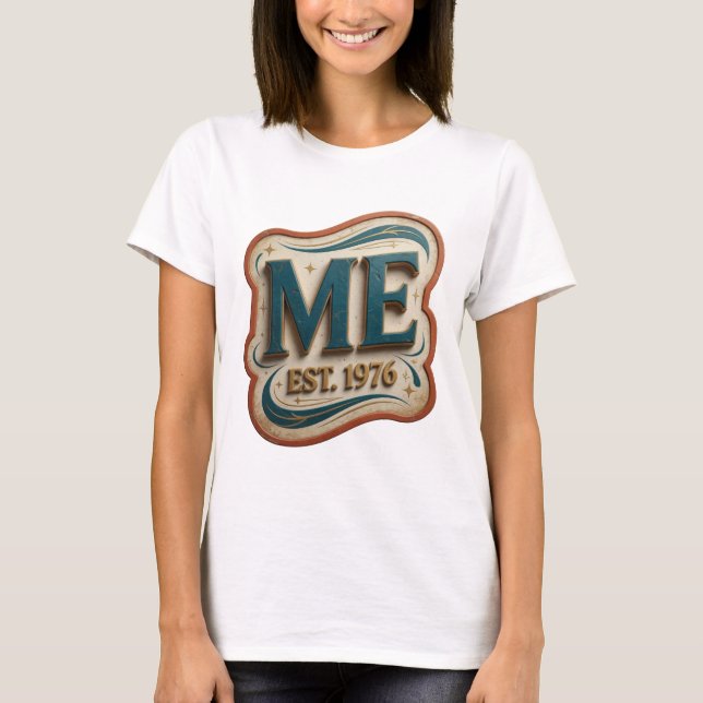 T-shirt Conception de texte Or ludique ME EST 1976 (Devant)