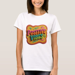 T-shirt Conception de texte POSITIVE VIBES Rose Clair
