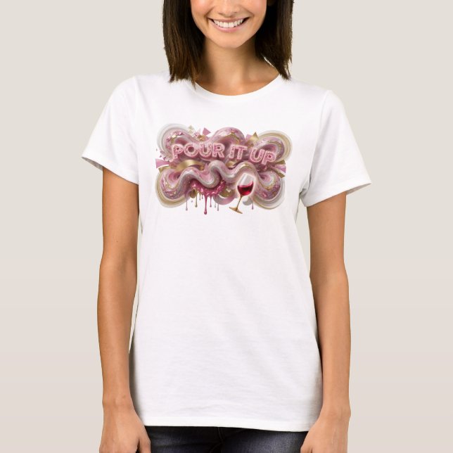T-shirt Conception de texte POUR LE VERSER Rose Attrayant (Devant)
