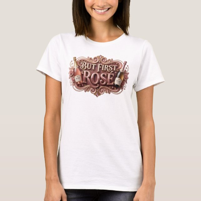 T-shirt Conception de texte rose accrocheur MAIS D'ABORD R (Devant)