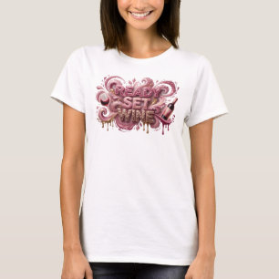 T-shirt Conception de texte Rose Attrayant READY SET WINE