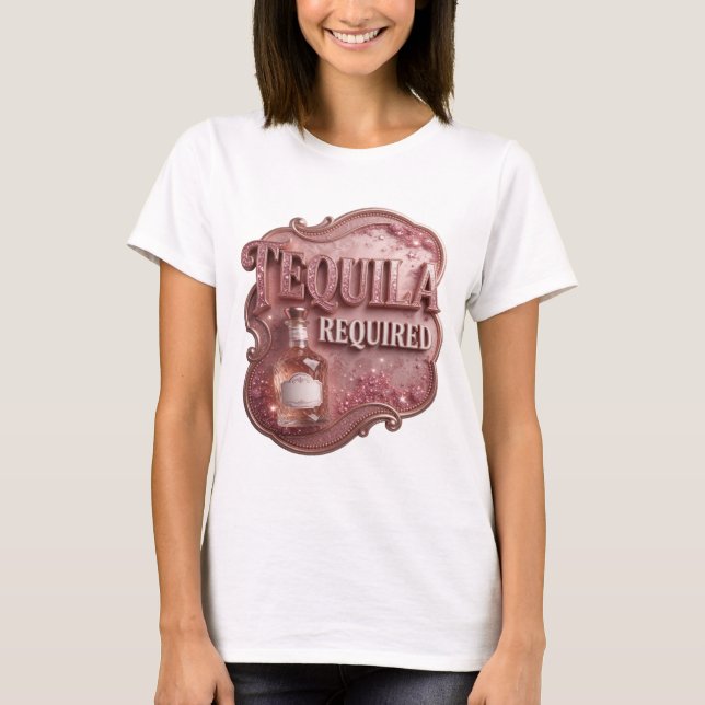 T-shirt Conception de texte Rose drôle TEQUILA OBLIGATOIRE (Devant)