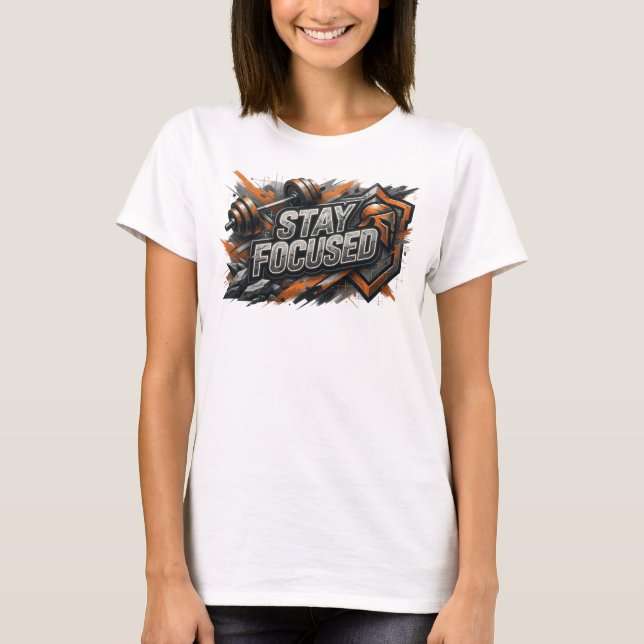 T-shirt Conception de texte rose vif STAY FOCUSED (Devant)