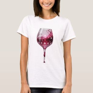 T-shirt Conception de texte VERRE À VIN ROUGE argenté frai