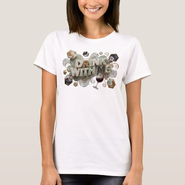 T-shirt Conception de texte vibrant couleur vive BOIS AVEC (Devant)