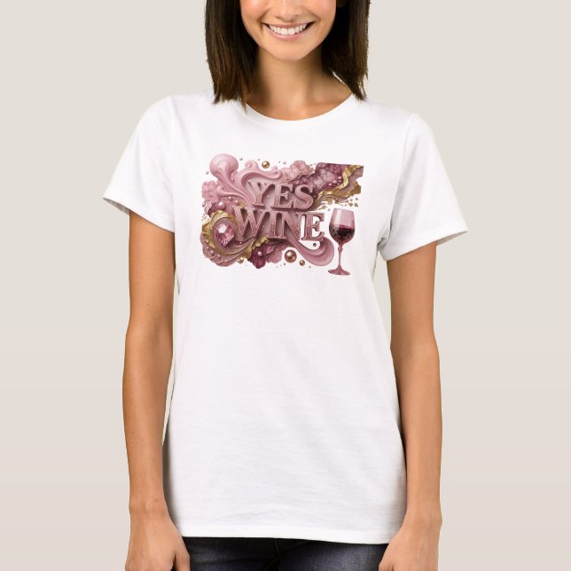 T-shirt Conception de texte vin rouge OUI Statement (Devant)