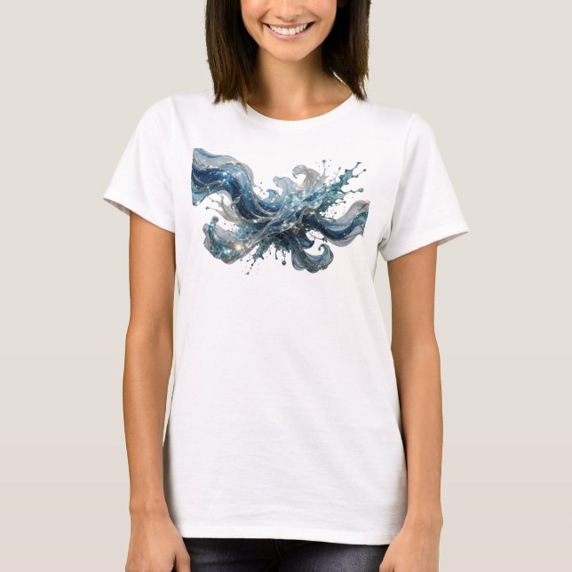 T-shirt Conception de texte WATER WAVE Argent Moderne (Devant)