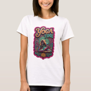 T-shirt Conception de texte YOGA TIME en or tendance