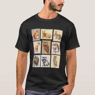 T-shirt Conception de timbre-poste faune de créature de la