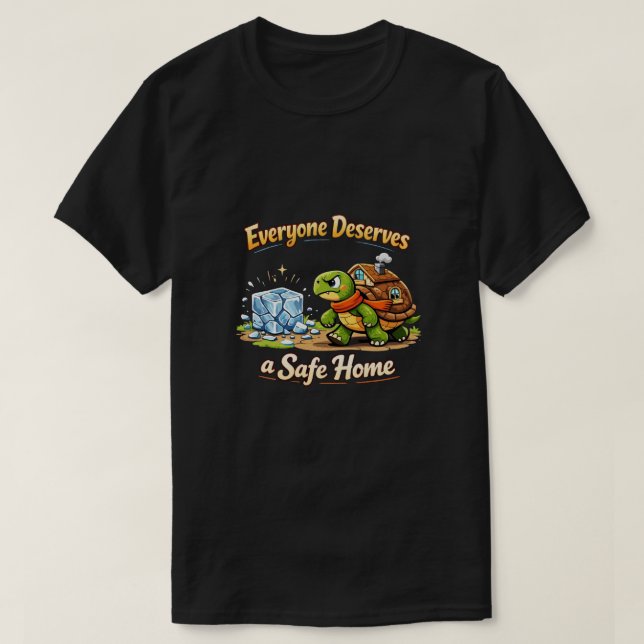 T-shirt Conception de tortue de dessin animé Safe Home (Design devant)