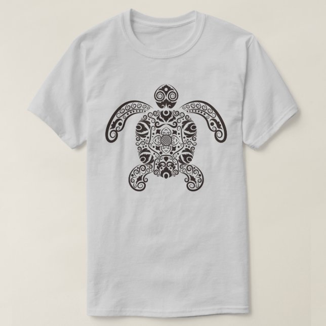 T-shirt Conception de tortue mandala ornée complexe (Design devant)