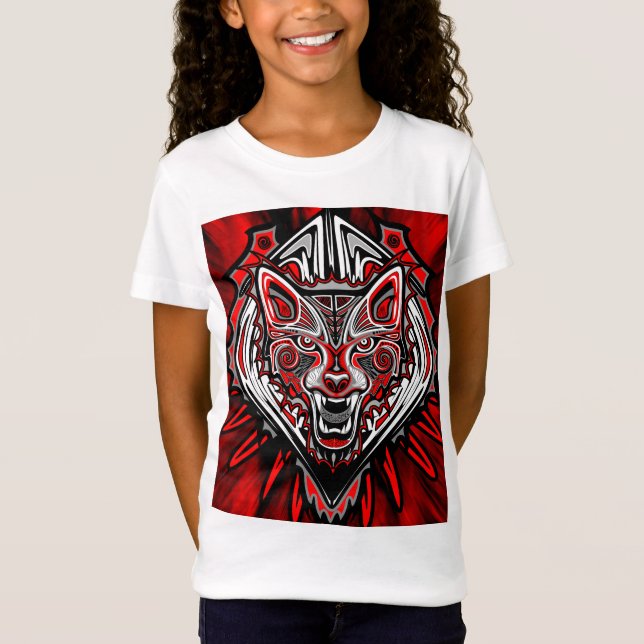 T-Shirt Conception de totem tribal Haida Loup (Devant)