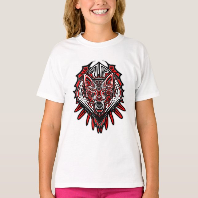 T-shirt Conception de totem tribal Haida Loup (Devant)