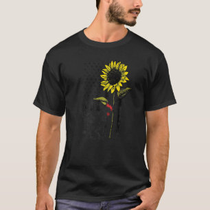 T-shirt Conception de tournesol de poulet Drapeau Usa pour