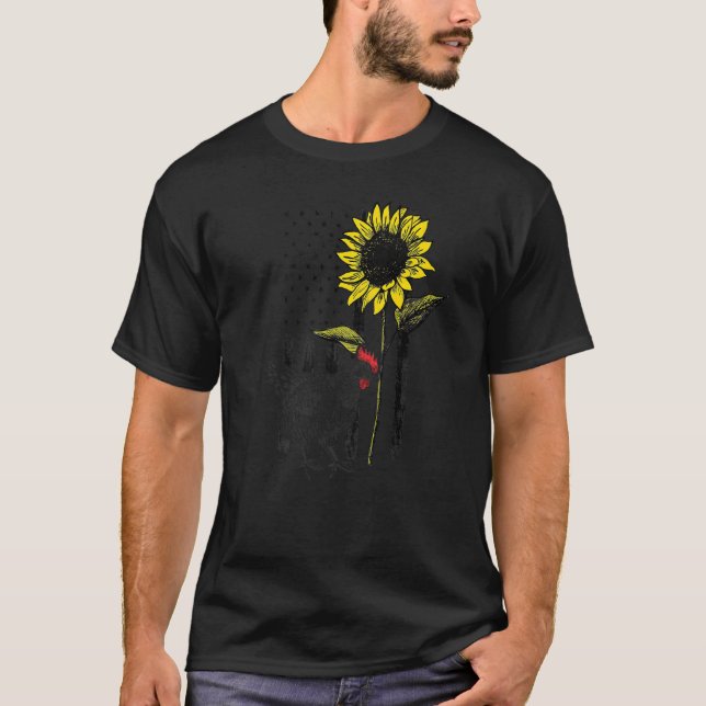 T-shirt Conception de tournesol de poulet Drapeau Usa pour (Devant)