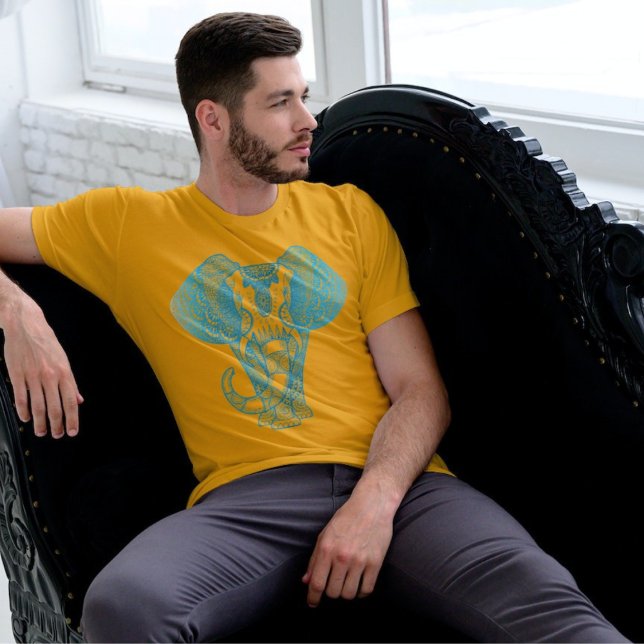 T-SHIRT CONCEPTION DE TRAVAIL D'ART ÉLÉPHANT BLEU (Créateur téléchargé)