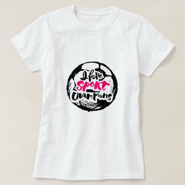 T-shirt Conception de typographie des champions J'aime le  (Design devant)