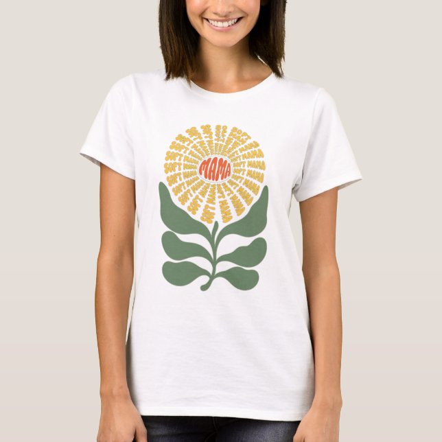 T-shirt Conception de typographie florale "Soft Mama" Rétr (Devant)