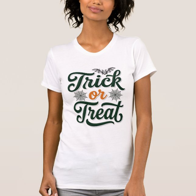 T-shirt Conception de typographie Halloween Trick Or Treat (Devant)