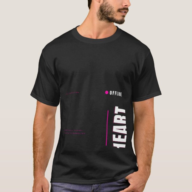 T-shirt Conception de typographie Tech Cœur Hors Ligne (Devant)