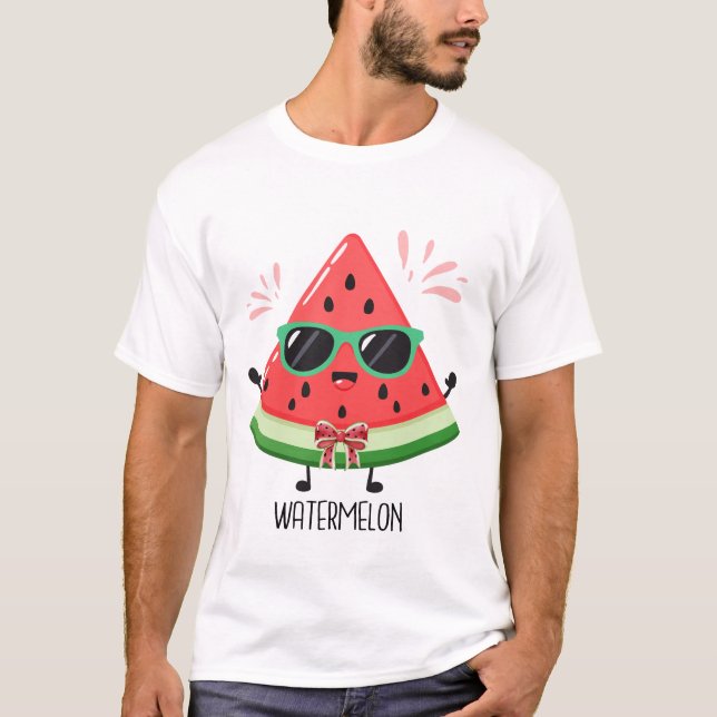 T-shirt Conception de vacances amusantes de pastèque migno (Devant)