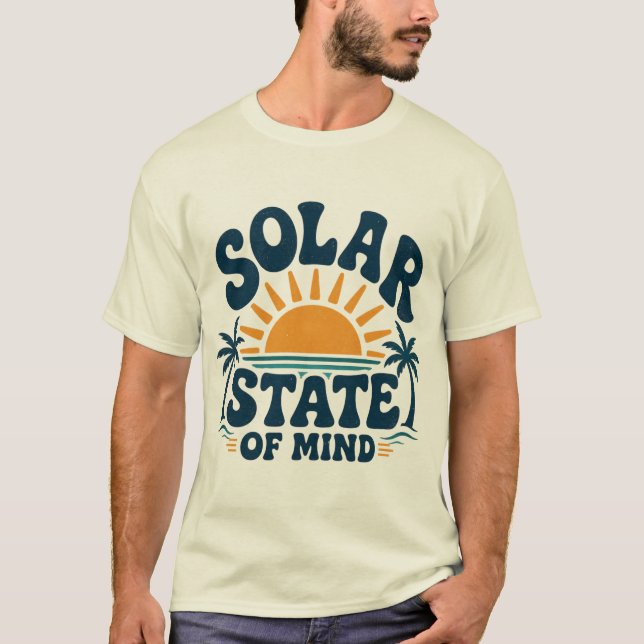 T-shirt Conception de vacances d'été Palmier Soleil Rétro (Devant)