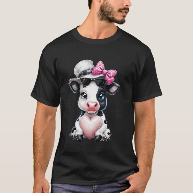 T-shirt Conception de vache mignonne pour hommes femmes am (Devant)