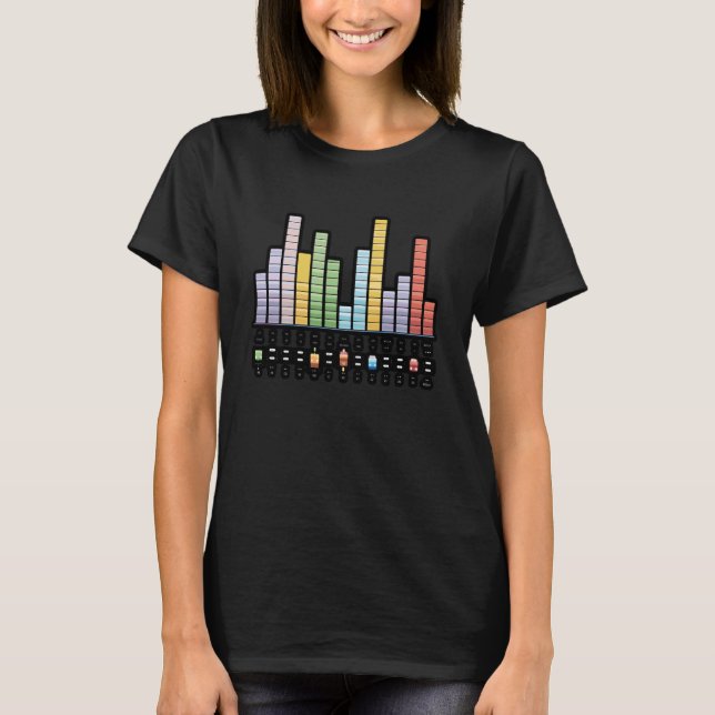 T-shirt Conception de vague musicale à dégradé (Devant)
