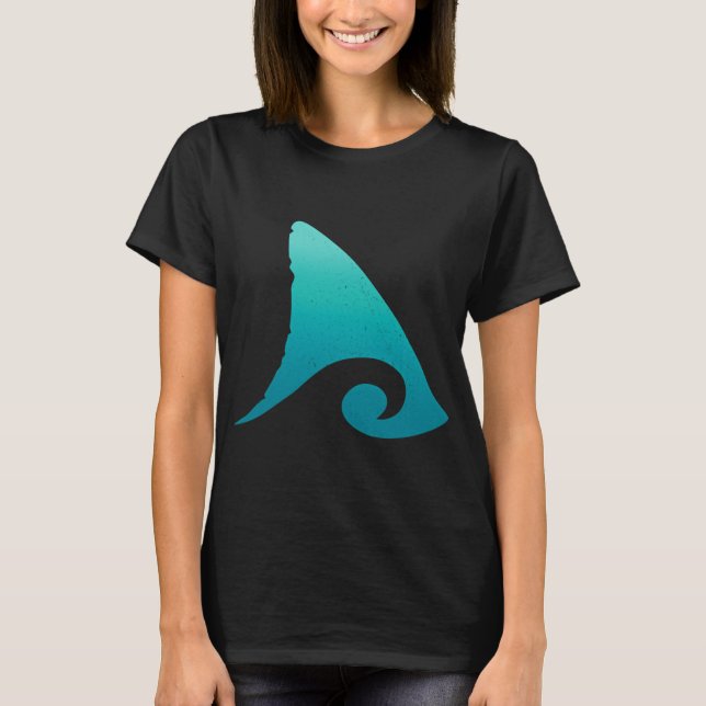 T-shirt Conception de vague océanique à nageoire de requin (Devant)