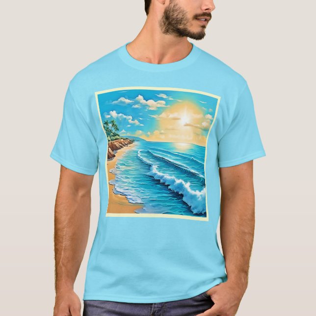 T-shirt Conception de vagues de plage ensoleillées  (Devant)