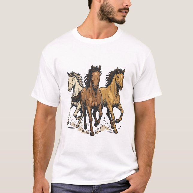 T-shirt Conception de vecteur d'art de chevaux de course v (Devant)