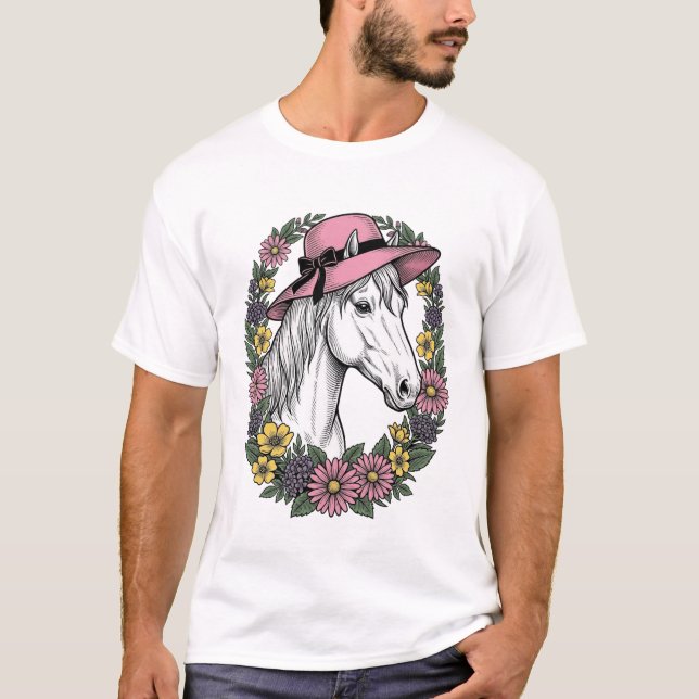 T-shirt Conception de vecteur d'art de portrait de cheval  (Devant)
