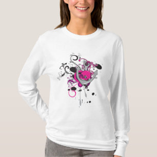 T-shirt conception de vecteur d'art gothique rose de crâne