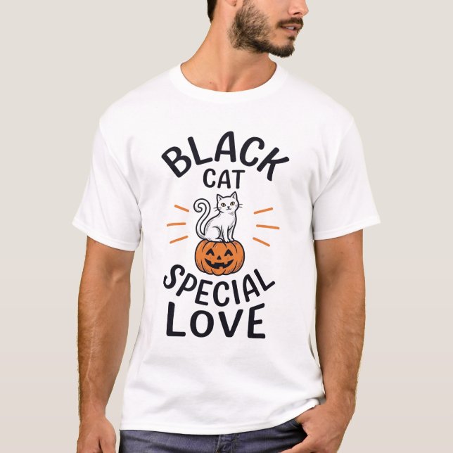 T-shirt Conception de vecteur de chat de Halloween d'amour (Devant)