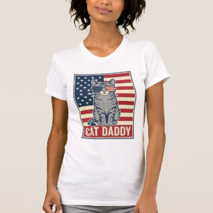 T-shirt Conception de vecteur de chat patriotique Cat Dadd