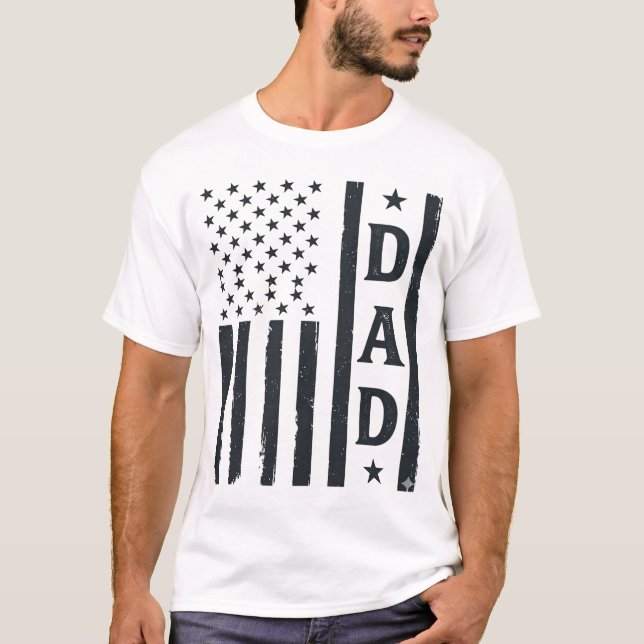 T-shirt Conception de vecteur de drapeau américain de papa (Devant)