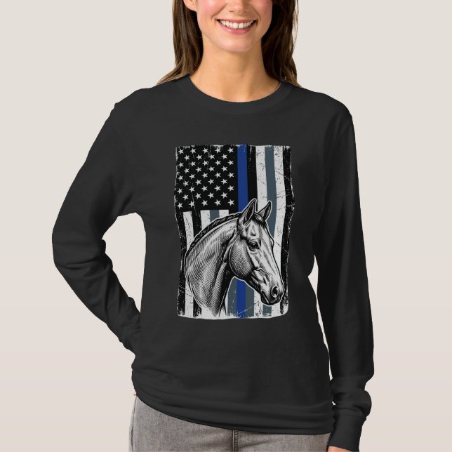 T-shirt Conception de vecteur de drapeau de cheval de lign (Devant)