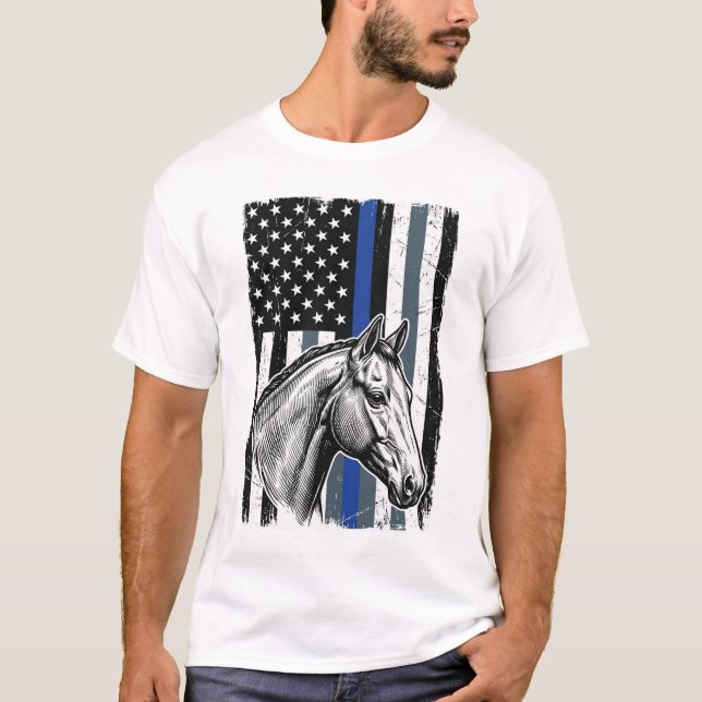 T-shirt Conception de vecteur de drapeau de cheval de lign (Devant)