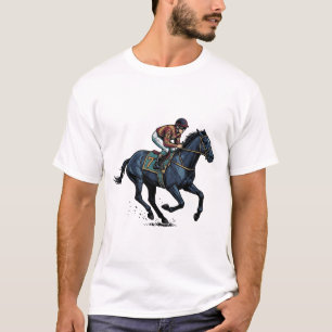 T-shirt Conception de vecteur de jockey de course de cheva