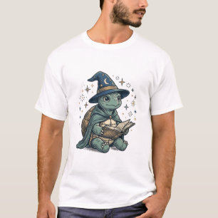 T-shirt Conception de vecteur de magicien de tortue mignon
