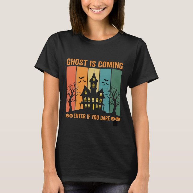 T-shirt Conception de vecteur de maison hantée par des fan (Devant)