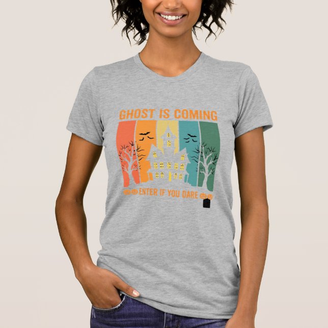 T-shirt Conception de vecteur de maison hantée par un fant (Devant)