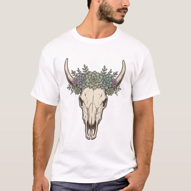 T-shirt Conception de vecteur de plante succulente de crân (Devant)