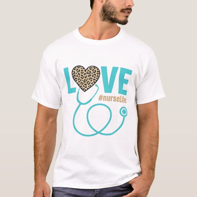 T-shirt Conception de vecteur de stéthoscope de léopard d' (Devant)