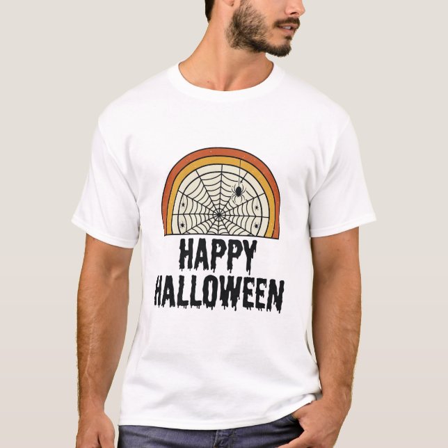 T-shirt Conception de vecteur de toile d'araignée de Hallo (Devant)