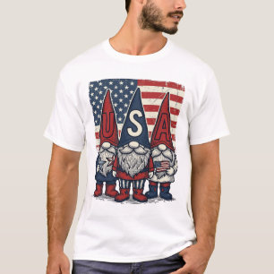 T-shirt Conception de vecteur vintage de trio de gnome USA