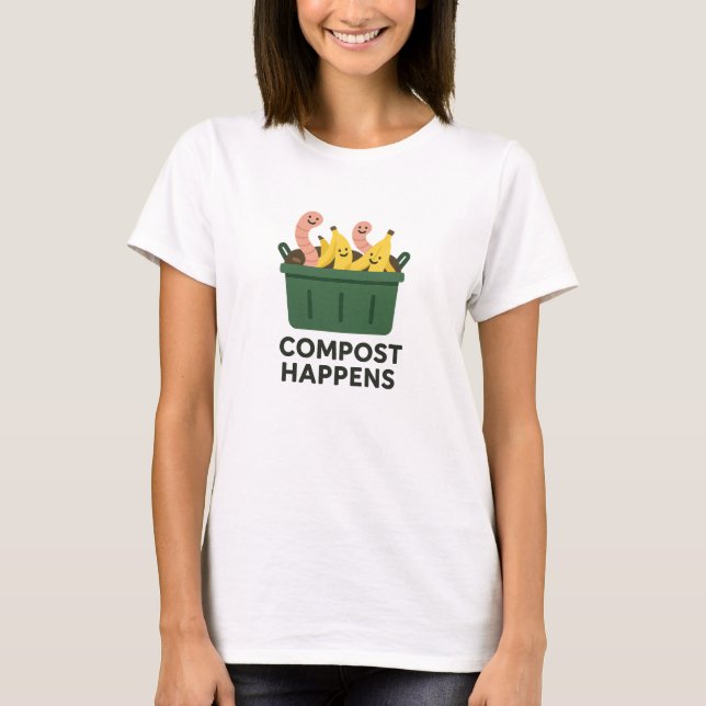 T-shirt Conception de ver de banane drôle Compost Happens (Devant)