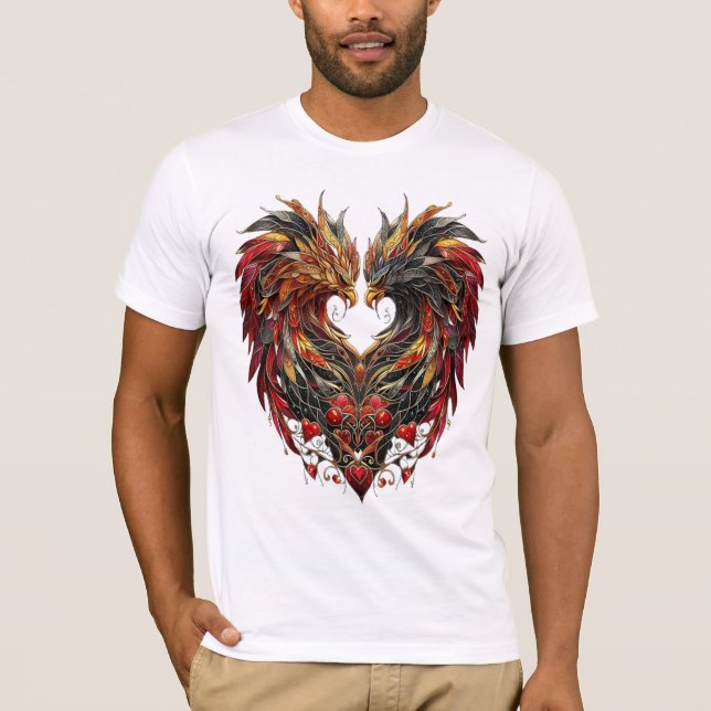 T-shirt Conception de verre de tôle dragon enchâssée (Devant)