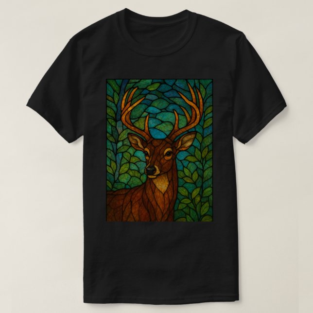 T-shirt Conception de verre teinté de style Tiffany Cerf V (Design devant)
